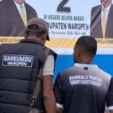 IMG_20250703_012244 Bawaslu Waropen Hadir Mengawasi Langsung Kampanye Terbatas Pasangan Calon Gubernur Papua Nomor Urut 2.